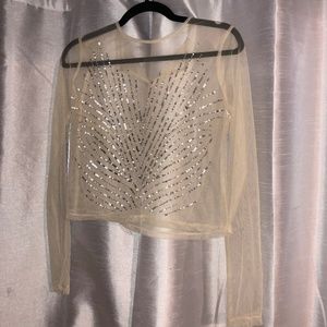 Sheer ivory F21 crop top